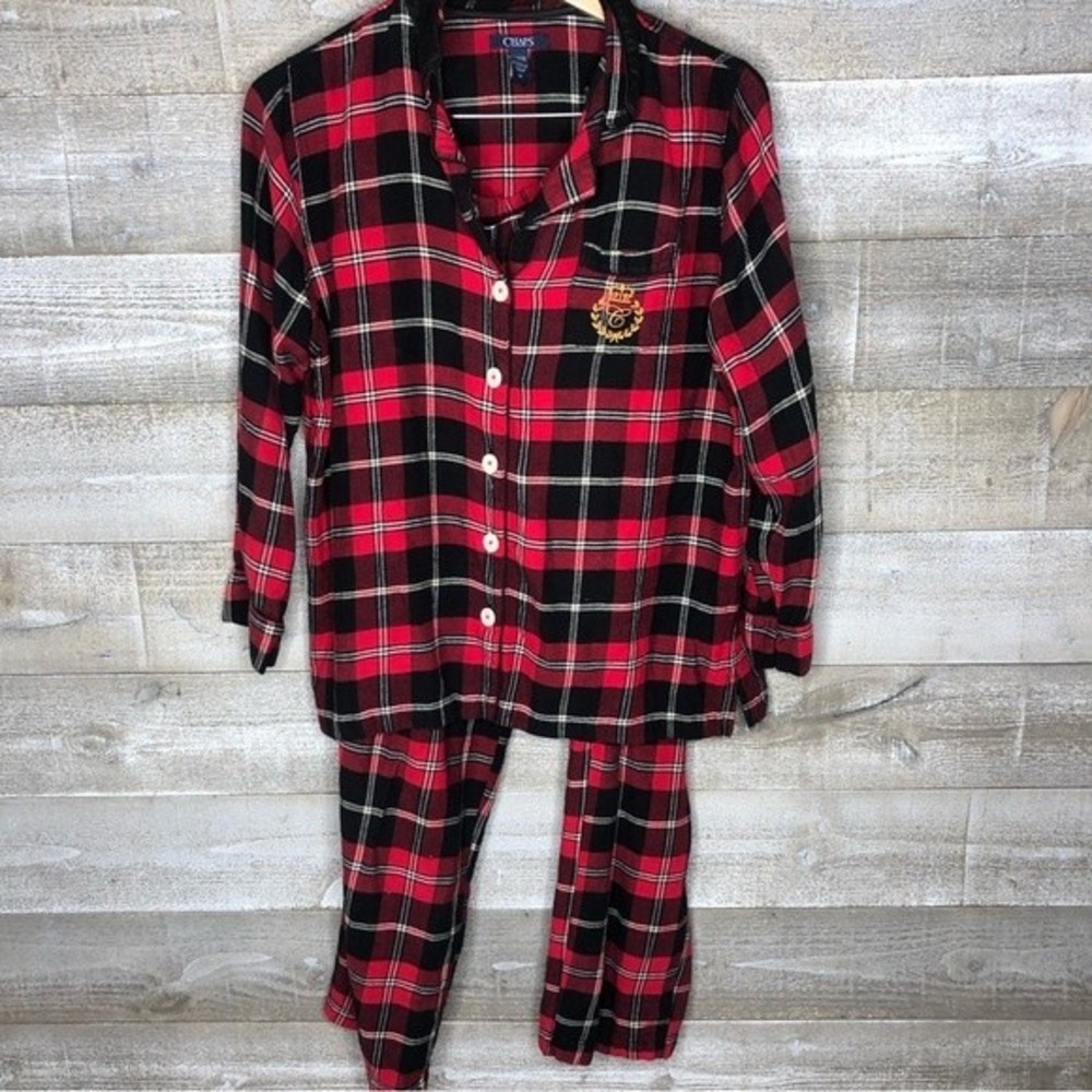Chaps boys medium red plaid holiday christmas boys pajama set family photo PJs